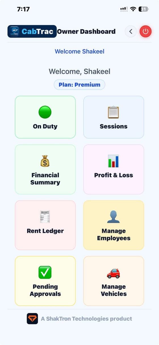 CabTrac owner dashboard