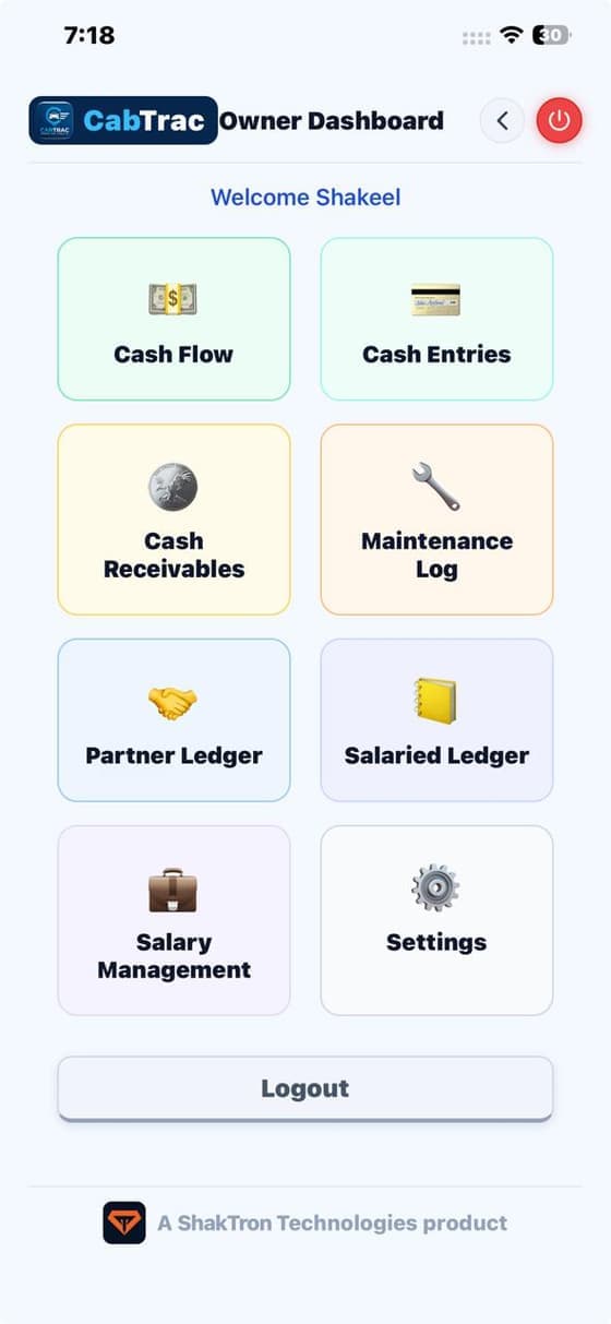 CabTrac owner dashboard